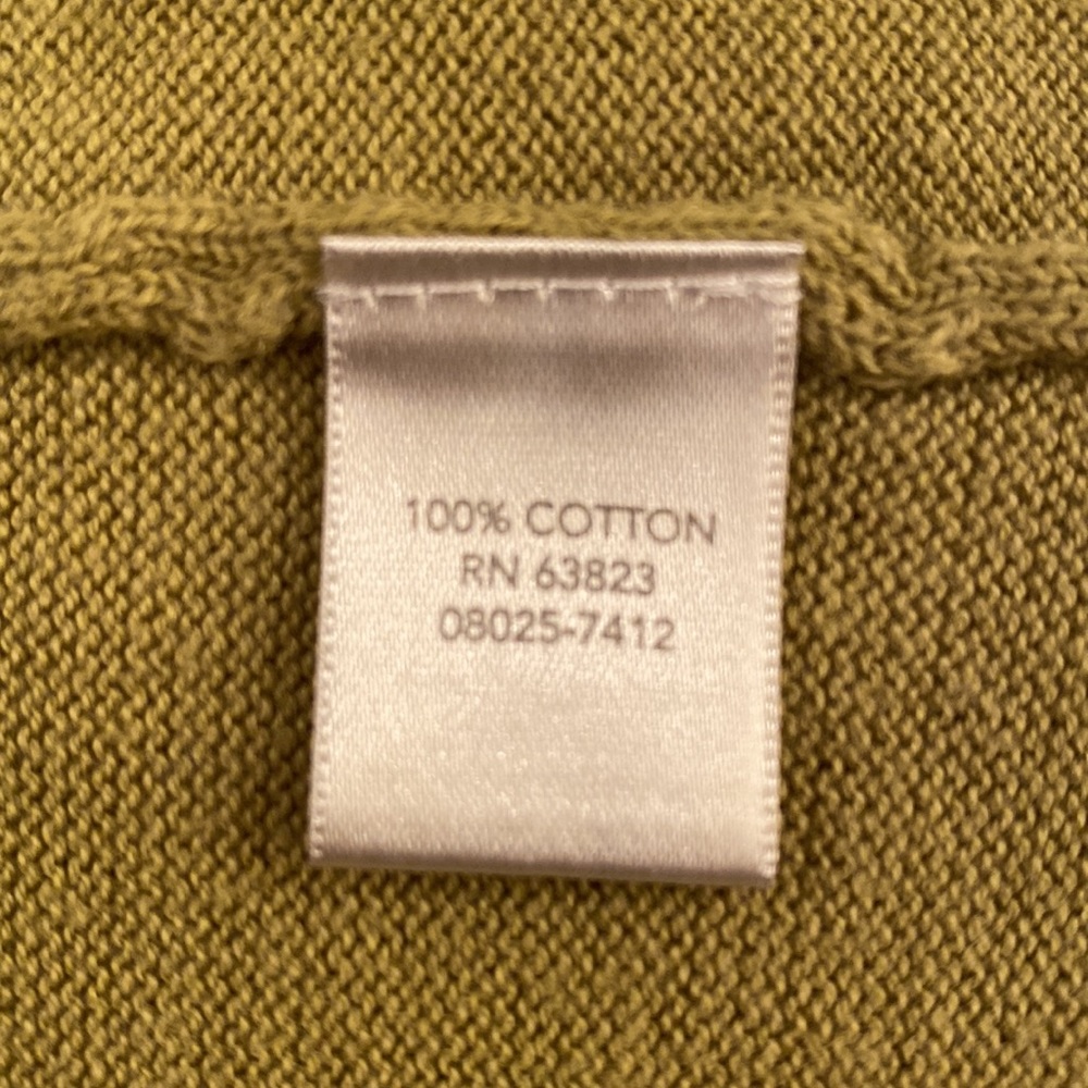 CJ Banks 3/4 Sleeve Olive Chartreuse Cotton Sweater - Picture 6 of 6